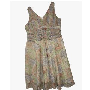 Cato Woman Plus Size‎ 24W Paisley Print Ruched V Neck Sleeveless Midi Dress